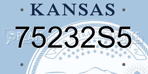 75232S5 Kansas License Plate