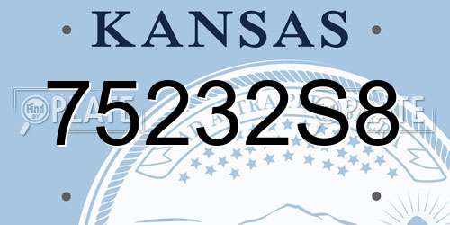 75232S8 Kansas License Plate