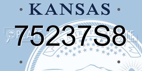 75237S8 Kansas License Plate