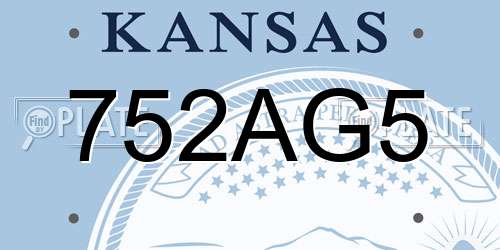 752AG5 Kansas License Plate