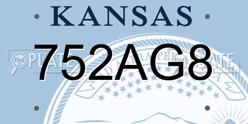 752AG8 Kansas License Plate