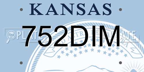 752DIM Kansas License Plate