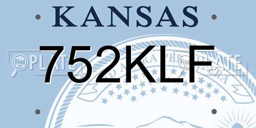 752KLF Kansas License Plate