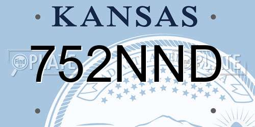 752NND Kansas License Plate