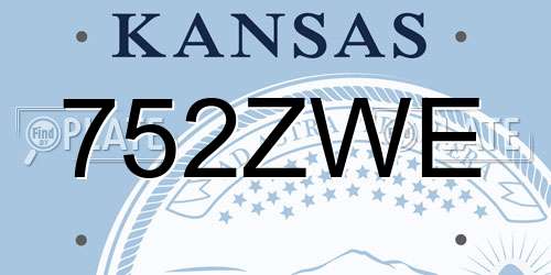 752ZWE Kansas License Plate