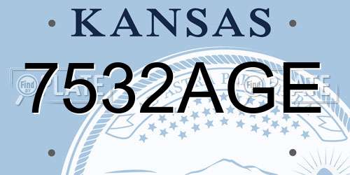 7532AGE Kansas License Plate