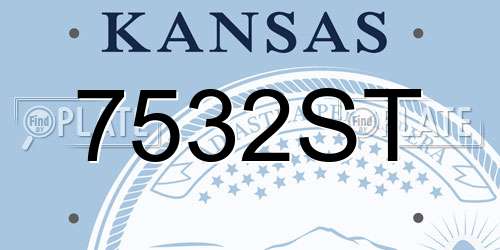 7532ST Kansas License Plate