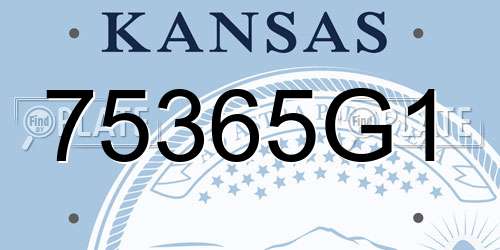 75365G1 Kansas License Plate
