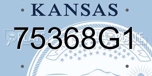 75368G1 Kansas License Plate