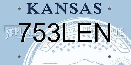 753LEN Kansas License Plate