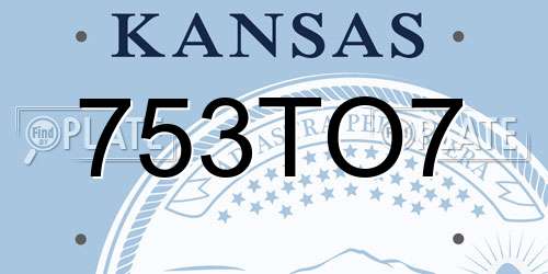 753TO7 Kansas License Plate