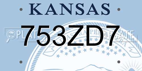 753ZD7 Kansas License Plate