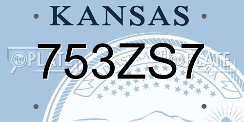 753ZS7 Kansas License Plate