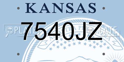 7540JZ Kansas License Plate