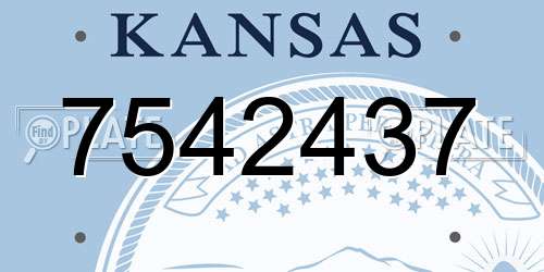 7542437 Kansas License Plate