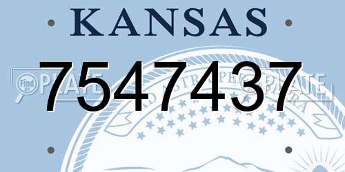 7547437 Kansas License Plate