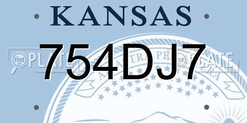 754DJ7 Kansas License Plate