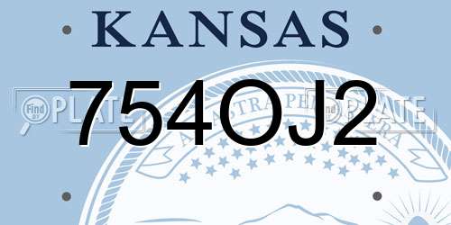 754OJ2 Kansas License Plate