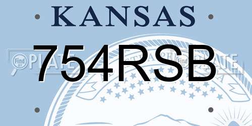 754RSB Kansas License Plate