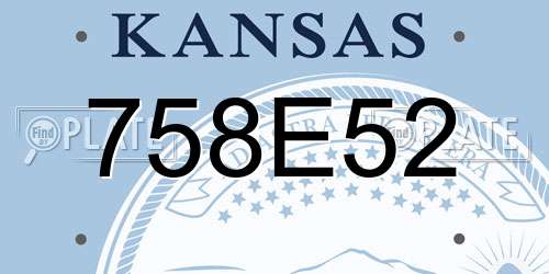 758E52 Kansas License Plate