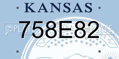 758E82 Kansas License Plate