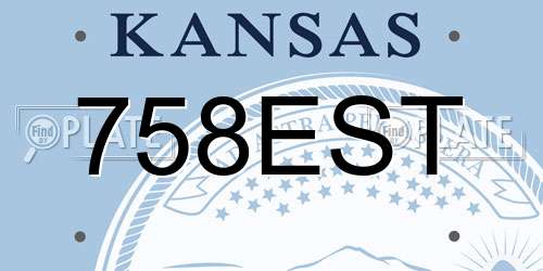 758EST Kansas License Plate