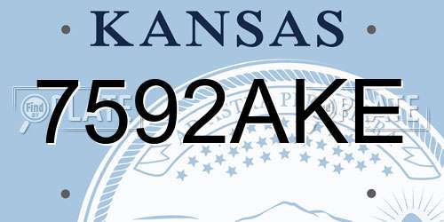 7592AKE Kansas License Plate