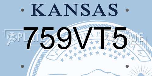 759VT5 Kansas License Plate