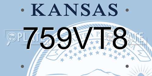 759VT8 Kansas License Plate