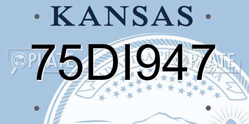 75DI947 Kansas License Plate