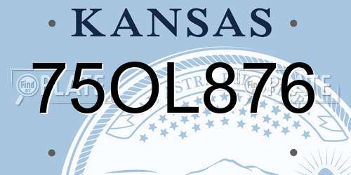 75OL876 Kansas License Plate