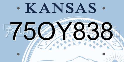 75OY838 Kansas License Plate