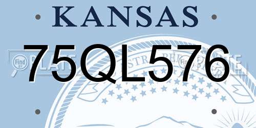 75QL576 Kansas License Plate