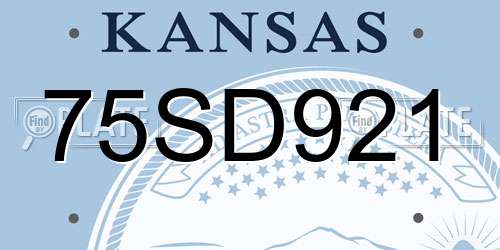 75SD921 Kansas License Plate