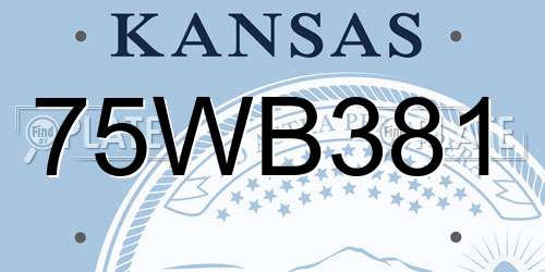 75WB381 Kansas License Plate