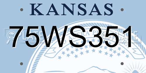 75WS351 Kansas License Plate