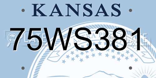 75WS381 Kansas License Plate