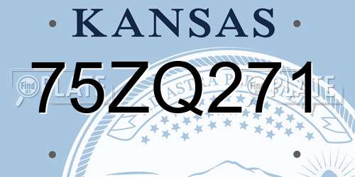 75ZQ271 Kansas License Plate