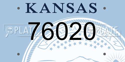 76020 Kansas License Plate