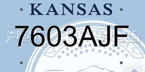 7603AJF Kansas License Plate