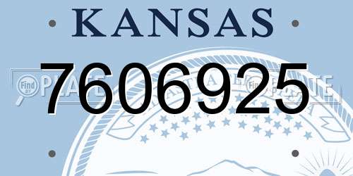 7606925 Kansas License Plate