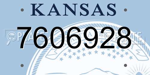 7606928 Kansas License Plate