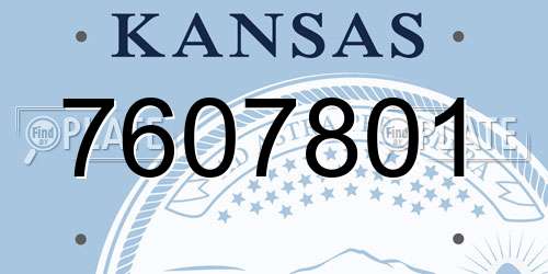 7607801 Kansas License Plate