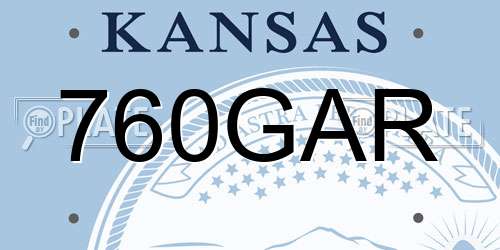 760GAR Kansas License Plate