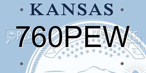 760PEW Kansas License Plate