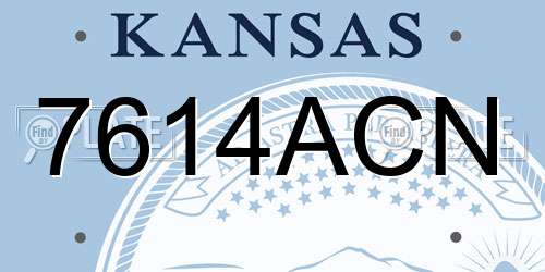7614ACN Kansas License Plate