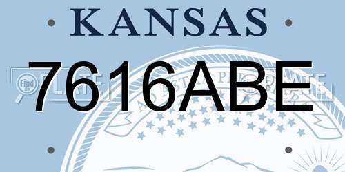 7616ABE Kansas License Plate