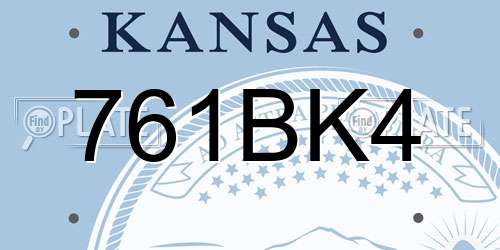 761BK4 Kansas License Plate