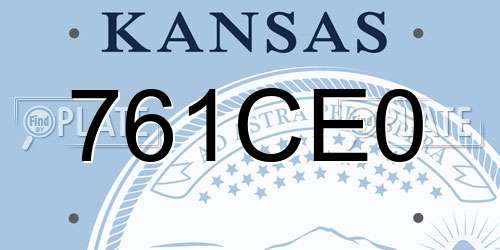 761CE0 Kansas License Plate
