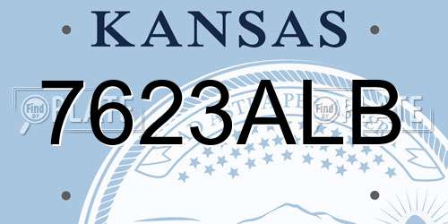 7623ALB Kansas License Plate